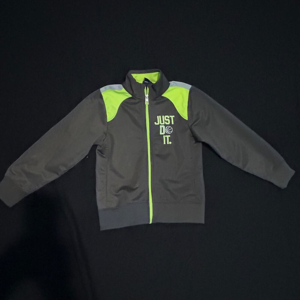 Nike Youth Jacket Size 6 - Gray & Neon Green Just Do It